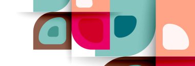 Soyut yuvarlak şekiller ve gölge efektleri tekrarlanan vektör modern geometrik arkaplan kümesi