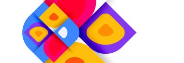 Soyut yuvarlak şekiller ve gölge efektleri tekrarlanan vektör modern geometrik arkaplan kümesi