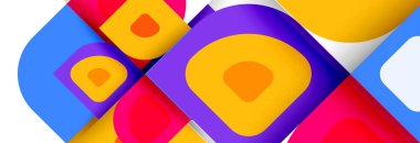 Soyut yuvarlak şekiller ve gölge efektleri tekrarlanan vektör modern geometrik arkaplan kümesi