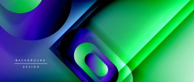 Çizgiler ve modern formlarla vektör geometrik arkaplan. Soyut yuvarlak şekiller, gölge ve ışık efektleri ile akışkan eğimli