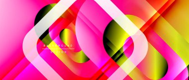 Çizgiler ve modern formlarla vektör geometrik arkaplan. Soyut yuvarlak şekiller, gölge ve ışık efektleri ile akışkan eğimli