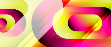 Çizgiler ve modern formlarla vektör geometrik arkaplan. Soyut yuvarlak şekiller, gölge ve ışık efektleri ile akışkan eğimli