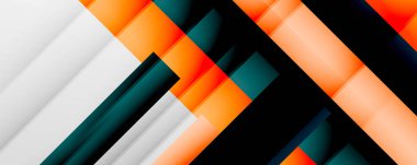 Gölge çizgileri, modern formlar, dikdörtgenler, kareler ve akışkan eğimlere sahip geometrik soyut arkaplanlar. Parlak renkli çizgiler serin arkaplanlar