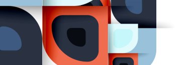 Soyut yuvarlak şekiller ve gölge efektleri tekrarlanan vektör modern geometrik arkaplan kümesi