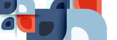 Soyut yuvarlak şekiller ve gölge efektleri tekrarlanan vektör modern geometrik arkaplan kümesi