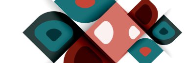 Soyut yuvarlak şekiller ve gölge efektleri tekrarlanan vektör modern geometrik arkaplan kümesi