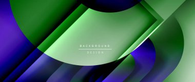 Çizgiler ve modern formlarla vektör geometrik arkaplan. Soyut yuvarlak şekiller, gölge ve ışık efektleri ile akışkan eğimli