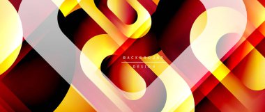 Çizgiler ve modern formlarla vektör geometrik arkaplan. Soyut yuvarlak şekiller, gölge ve ışık efektleri ile akışkan eğimli