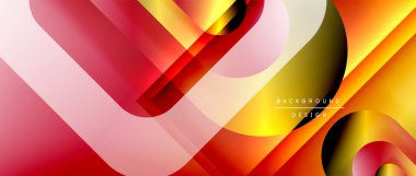 Çizgiler ve modern formlarla vektör geometrik arkaplan. Soyut yuvarlak şekiller, gölge ve ışık efektleri ile akışkan eğimli