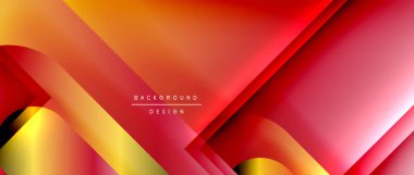 Çizgiler ve modern formlarla vektör geometrik arkaplan. Soyut yuvarlak şekiller, gölge ve ışık efektleri ile akışkan eğimli