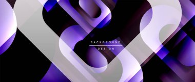 Çizgiler ve modern formlarla vektör geometrik arkaplan. Soyut yuvarlak şekiller, gölge ve ışık efektleri ile akışkan eğimli