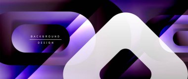 Çizgiler ve modern formlarla vektör geometrik arkaplan. Soyut yuvarlak şekiller, gölge ve ışık efektleri ile akışkan eğimli