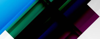 Gölge çizgileri, modern formlar, dikdörtgenler, kareler ve akışkan eğimlere sahip geometrik soyut arkaplanlar. Parlak renkli çizgiler serin arkaplanlar