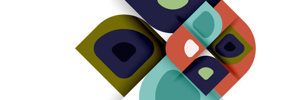 Set of vector modern geometric abstract backgrounds with repeating abstract round shapes patterns and shadow effects