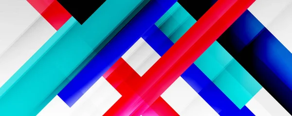 Sfondi geometrici astratti con linee d'ombra, forme moderne, rettangoli, quadrati e gradienti fluidi. Luminose strisce colorate fondali freddi — Vettoriale Stock