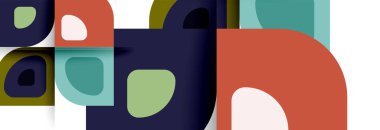 Soyut yuvarlak şekiller ve gölge efektleri tekrarlanan vektör modern geometrik arkaplan kümesi