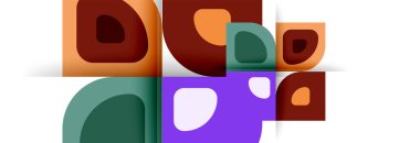 Soyut yuvarlak şekiller ve gölge efektleri tekrarlanan vektör modern geometrik arkaplan kümesi