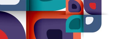 Soyut yuvarlak şekiller ve gölge efektleri tekrarlanan vektör modern geometrik arkaplan kümesi