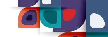 Soyut yuvarlak şekiller ve gölge efektleri tekrarlanan vektör modern geometrik arkaplan kümesi