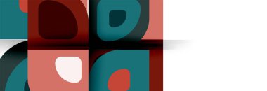 Soyut yuvarlak şekiller ve gölge efektleri tekrarlanan vektör modern geometrik arkaplan kümesi