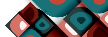 Soyut yuvarlak şekiller ve gölge efektleri tekrarlanan vektör modern geometrik arkaplan kümesi