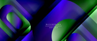 Çizgiler ve modern formlarla vektör geometrik arkaplan. Soyut yuvarlak şekiller, gölge ve ışık efektleri ile akışkan eğimli