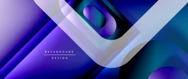 Çizgiler ve modern formlarla vektör geometrik arkaplan. Soyut yuvarlak şekiller, gölge ve ışık efektleri ile akışkan eğimli