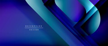 Çizgiler ve modern formlarla vektör geometrik arkaplan. Soyut yuvarlak şekiller, gölge ve ışık efektleri ile akışkan eğimli