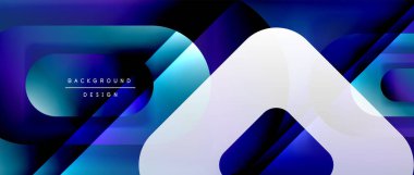 Çizgiler ve modern formlarla vektör geometrik arkaplan. Soyut yuvarlak şekiller, gölge ve ışık efektleri ile akışkan eğimli