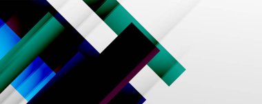 Gölge çizgileri, modern formlar, dikdörtgenler, kareler ve akışkan eğimlere sahip geometrik soyut arkaplanlar. Parlak renkli çizgiler serin arkaplanlar