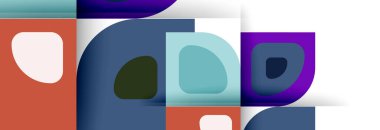 Soyut yuvarlak şekiller ve gölge efektleri tekrarlanan vektör modern geometrik arkaplan kümesi