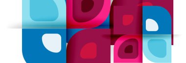 Soyut yuvarlak şekiller ve gölge efektleri tekrarlanan vektör modern geometrik arkaplan kümesi