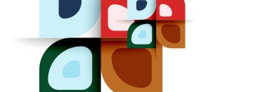 Soyut yuvarlak şekiller ve gölge efektleri tekrarlanan vektör modern geometrik arkaplan kümesi