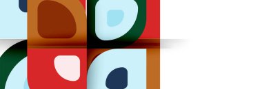 Soyut yuvarlak şekiller ve gölge efektleri tekrarlanan vektör modern geometrik arkaplan kümesi