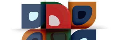 Soyut yuvarlak şekiller ve gölge efektleri tekrarlanan vektör modern geometrik arkaplan kümesi