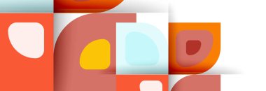 Soyut yuvarlak şekiller ve gölge efektleri tekrarlanan vektör modern geometrik arkaplan kümesi