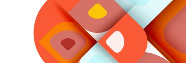 Soyut yuvarlak şekiller ve gölge efektleri tekrarlanan vektör modern geometrik arkaplan kümesi