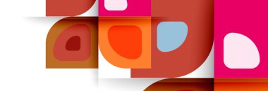 Soyut yuvarlak şekiller ve gölge efektleri tekrarlanan vektör modern geometrik arkaplan kümesi