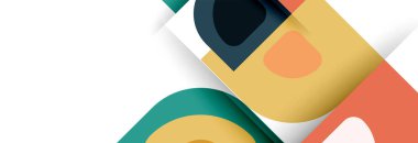 Soyut yuvarlak şekiller ve gölge efektleri tekrarlanan vektör modern geometrik arkaplan kümesi