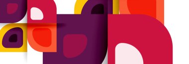 Soyut yuvarlak şekiller ve gölge efektleri tekrarlanan vektör modern geometrik arkaplan kümesi