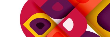 Soyut yuvarlak şekiller ve gölge efektleri tekrarlanan vektör modern geometrik arkaplan kümesi