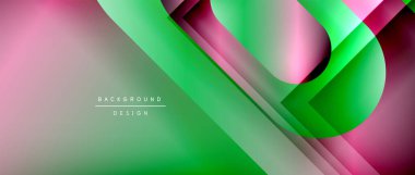 Çizgiler ve modern formlarla vektör geometrik arkaplan. Soyut yuvarlak şekiller, gölge ve ışık efektleri ile akışkan eğimli