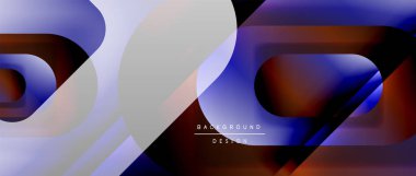 Çizgiler ve modern formlarla vektör geometrik arkaplan. Soyut yuvarlak şekiller, gölge ve ışık efektleri ile akışkan eğimli