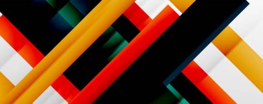 Gölge çizgileri, modern formlar, dikdörtgenler, kareler ve akışkan eğimlere sahip geometrik soyut arkaplanlar. Parlak renkli çizgiler serin arkaplanlar