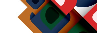 Soyut yuvarlak şekiller ve gölge efektleri tekrarlanan vektör modern geometrik arkaplan kümesi