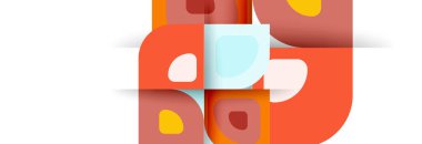 Soyut yuvarlak şekiller ve gölge efektleri tekrarlanan vektör modern geometrik arkaplan kümesi