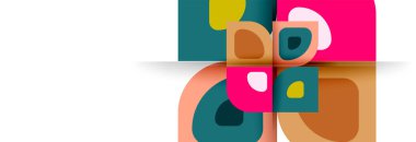 Soyut yuvarlak şekiller ve gölge efektleri tekrarlanan vektör modern geometrik arkaplan kümesi