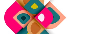 Soyut yuvarlak şekiller ve gölge efektleri tekrarlanan vektör modern geometrik arkaplan kümesi