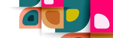 Soyut yuvarlak şekiller ve gölge efektleri tekrarlanan vektör modern geometrik arkaplan kümesi