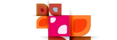 Soyut yuvarlak şekiller ve gölge efektleri tekrarlanan vektör modern geometrik arkaplan kümesi